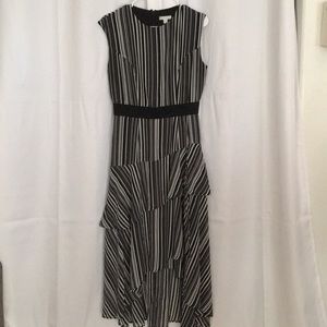 Black and white layered cocktail dress